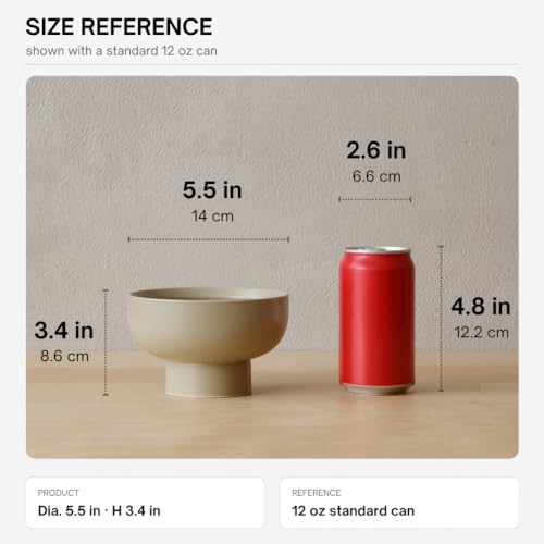 WENSHUO Ceramic Pedestal Bowl, Deep Fruit Bowl, 5.5 in, Coconut Café - color: Coconut Café, size: 5.5"