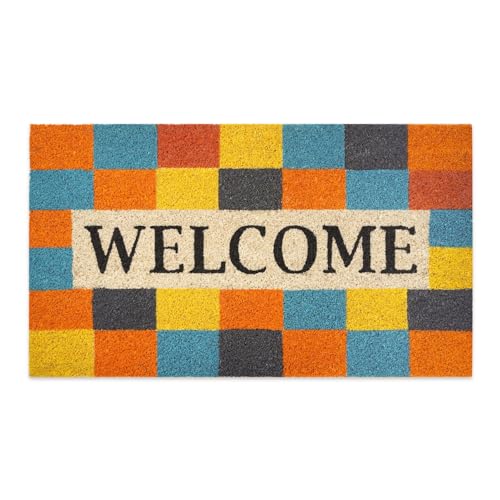 Coir Door Mats Outdoor and Indoor, Modern Welcome, 16 x 27,5 in - color: Modern Welcome
