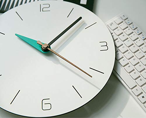 Stephanie Imports Modern Minimalist White & Teal Green Silent Wall Clock - color: White & Teal Green