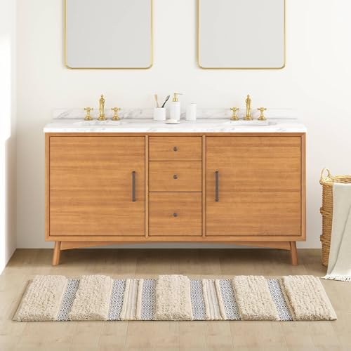 INK+IVY Asher Non-Slip Bath Rug Absorbent Quick Dry Striped, 22 x 58, Navy - color: Navy, size: 1'10" x 4'10" (Rectangular)