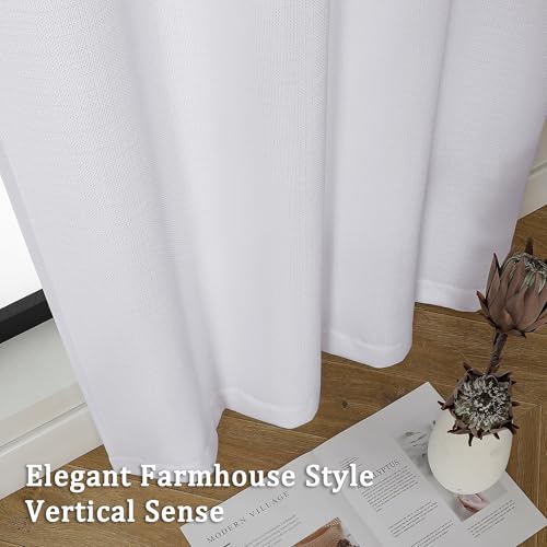 Lecloud White Curtains for Bedroom 45 Inch Length, 2 Panels - color: White, size: 30"W x 45"L (Pack of 2)