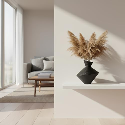 Matte Black Cast Iron Vase for Home Decor, Decorative Flower Vase - color: Black