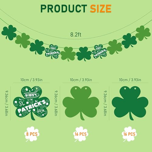 OHOME St Patricks Day Decorations - 40 Pack Shamrock Clover Banner - Shamrock Decorations Garland Irish St Patty's Day Accessories Party Favors for Home Door Birthday | St. Patrick's Day Decor - color: Green