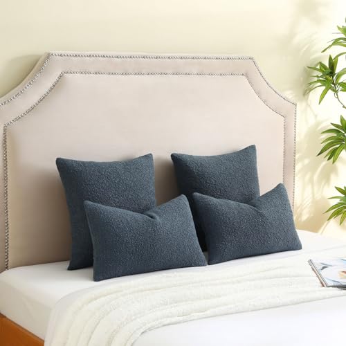 FUTEI Pack of 2 Boucle Textured Throw Pillow Covers 18x18 Inch, Haze Blue - color: Haze Blue, size: 18" x 18" (Pack of 2)