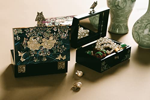 February Mountain Mother of Pearl Small Jewelry Box - Birthday gifts for women Gifts for friends female Gift ideas Mother's day Graduation Christmas Retirement Anniversary - color: Dark Turquoise