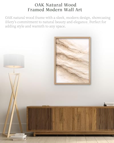 iHery 12x16in Beige Limestone Framed Abstract Wall Art - color: OAK Framed Limestone, size: 16"L x 12"W