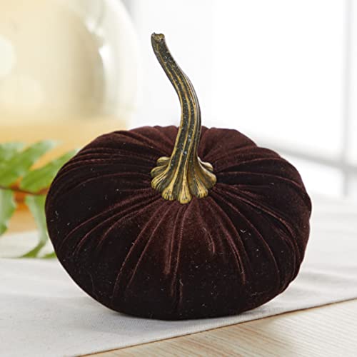 Your Heart's Content Brown 6.25 inch Velvet Pumpkin (Brown) - color: Brown