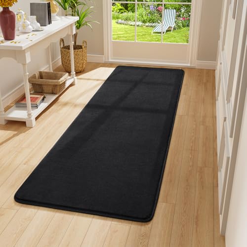 Amearea Modern Soft Hallway Runner Rug, 2x6 Feet Black Washable Runner Rugs - color: Black, size: 2' x 6' (Runner)