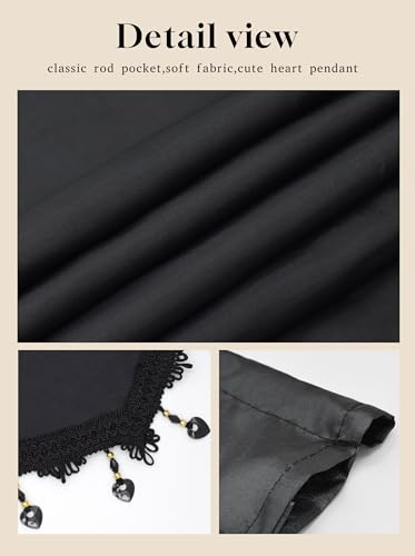 Molaxhome Swag Curtain Scalloped Curtain Valance Drape Sheer Lace Panel 1pc - color: Cloth Black