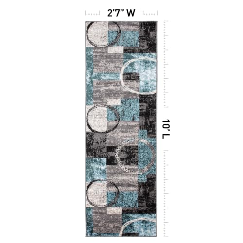 Rugshop Circle Design Contemporary Jute Backing Runner Rug Gray 2'7" x 10' - color: Grey, size: 2'7" x 10' (Runner)