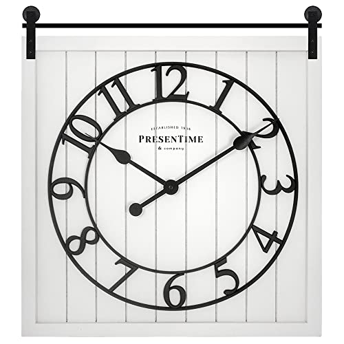 Presentime Farmhouse Barn Door Clock - color: White