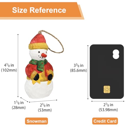 Wood Handmade Christmas Ornament, Rustic Holiday Tree Hanging Decoration, Hand Painted Wooden Figurine Gift for Home Décor(Snowman with Star) - style: Snowman with Star