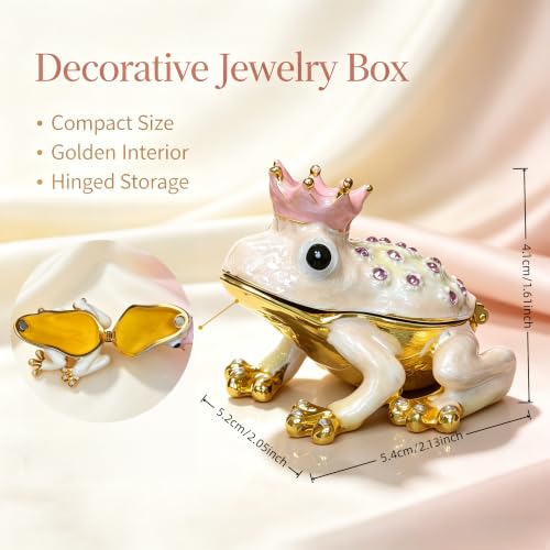 Frog Jewelry Box Metal Vintage Trinket Storage Box Decorative Home Decor - color: Frog-pink