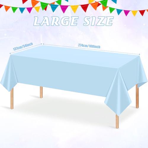 6Pcs Light Blue Tablecloths,Disposable Plastic Tablecloth,Waterproof Baby Blue Rectangle Table Cover for Graduation Birthdays Weddings Anniversary Party Decorations,54 x 108 Inch - color: Light Blue, size: 6 Pack