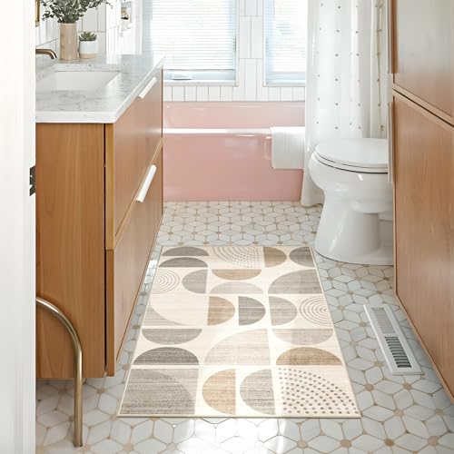 MUJOO Boho Small Rug Washable,2x3 Area Rugs Non Slip Modern Abstract - color: Beige and Cream, size: 2' x 3' (Rectangular)