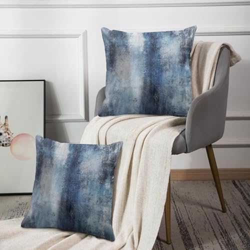 Britimes Throw Pillow Covers Set of 2, 16 x 16 Inch, Navy Blue Art - color: Blue, size: 16" x 16" (Pack of 2)