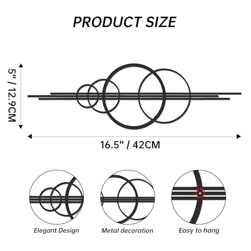 YATEASLU Abstract Line Art Wall Decor, Minimalist Circle Metal for Office