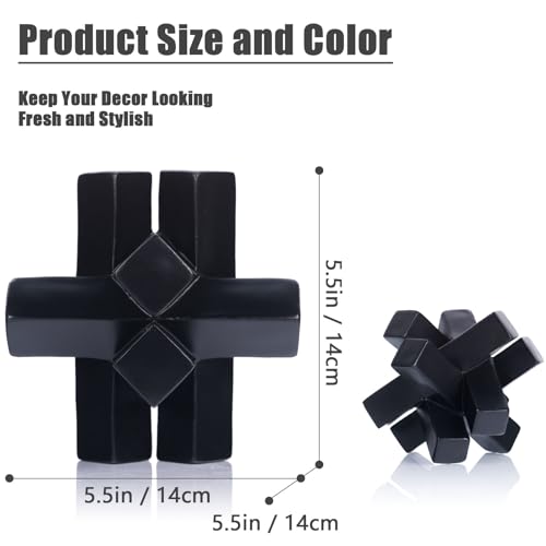 XMGZQ Black Knot Statue for Coffee Table Decor,Modern Minimalist Geometric Knot Sculpture and Figurines,Abstract Art Line Decorative Ornaments Knick Knacks for Shelves,Bookcase,Console,Tabletop,Entry - color: Blakc