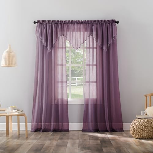 No. 918 Erica Crushed Sheer Voile Rod Pocket Curtain Panel, 51" x 95", Purple - color: Purple, size: 51"W x 95"L (Pack of 1)