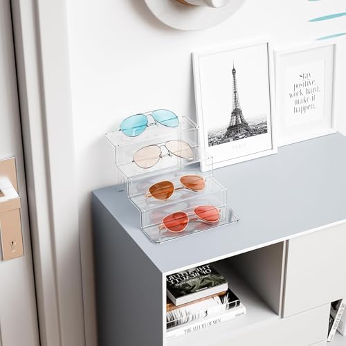 Yieach 4 Tier Clear Acrylic Display Risers,9 Inch Large Perfume Organizer,Colonge Stand and Cupcake Risers,Acrylic Tiered Display Stand for Figure,Funko Pop,Food,Candle,Fragrance Display,Cologne Shelf - size: 2.8 In Width-4 Tier