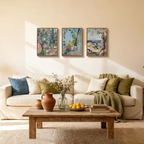 WENGTIAO 3pcs Framed Matisse St. Tropez Landscape Canvas Wall Art - color: Matisse St. Tropez Landscape, size: 12"x16"x3Pcs