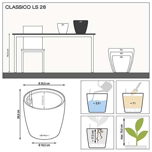 Lechuza Classico LS 28 Scarlet Red High Gloss, Self-Watering Round Planter, D11 H10.2 in - color: Red High-gloss, size: D28 H26 cm