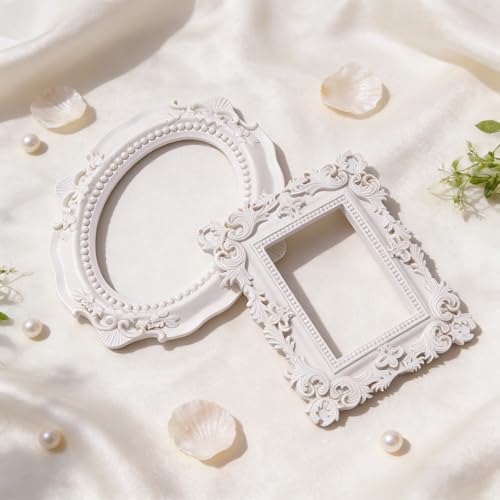 6Pcs Mini White Frames Small Vintage Picture Frames for DIY Craft - color: White, style: Style 1