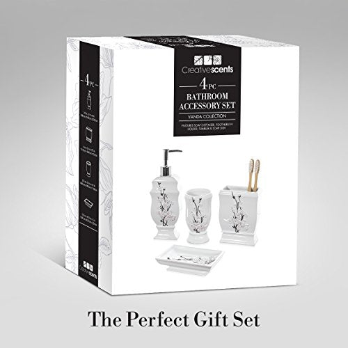 Vanda Cherry Blossom 4 Piece Resin Bathroom Accessories Set - style: 4 Piece Set