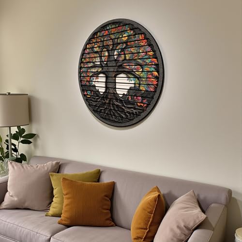 Tree Of Life, Carved Wood Wall Art, 3D Wall Decor, Home Decor, Housewarming Gift, Wall Hangings, Round Wall Art, Wooden Wall Decor,Home Art, Home Decor - color: Evergreen, size: 27"L x 27"W
