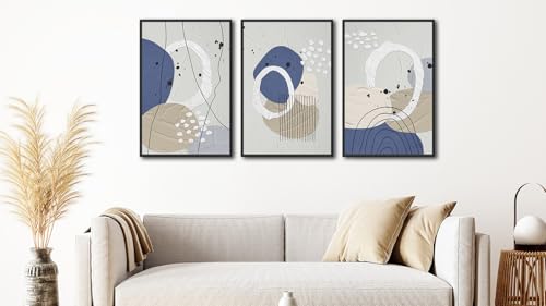 Large Framed Wall Art, Neutral Botanical Abstract Line Art, 24"x36"x3 - color: gray, size: 24"x36"x3 Framed
