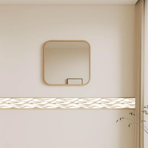 IVN Wallpaper Border Peel and Stick Wall Ivory Gold Waves 4x196 Inch - color: Ivory Gold Waves