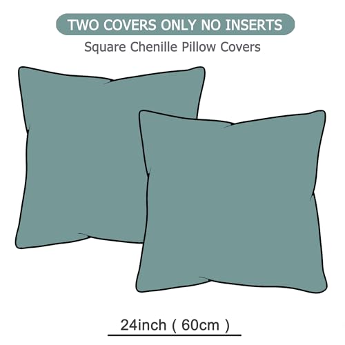 GAWAMAY Decorative Corduroy Throw Pillow Covers 24x24 Blue Green 2 Pack - color: Blue Green, size: 24" x 24" (Pack of 2)