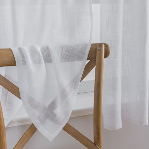 Beda Home Tassel Linen Textured Swag Curtain Valance, White, 36 x 45 in - color: White, size: 36"W x 45"L (Pack of 2)