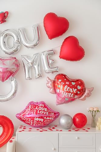 "Will You Marry Me" Foil Balloon Kit, Romantic Proposal Decorations with Heart & Ring Mylar Balloon, Love Balloons for Engagement Party, Wedding, Valentine's Day, Anniversary (Love Kit 1) - color: Love Kit 1