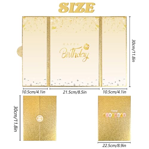 Crenics Gold Happy Birthday Guest Signature Book Alternative 18" x 12" - color: Gold and White