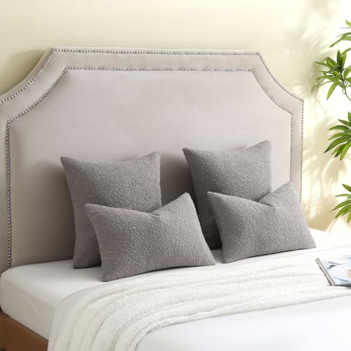FUTEI Pack of 2 Boucle Textured Throw Pillow Covers 18x18 Inch, Light Grey - color: Light Grey, size: 18" x 18" (Pack of 2)