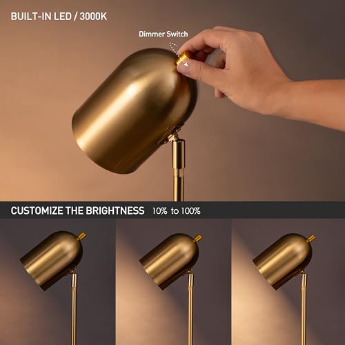 O'Bright Helios - Adjustable Tripod LED Floor Lamp, Dimmable, Swivel Head, Perfect for Reading and Task Lighting, Antique Brass - color: Antique Brass