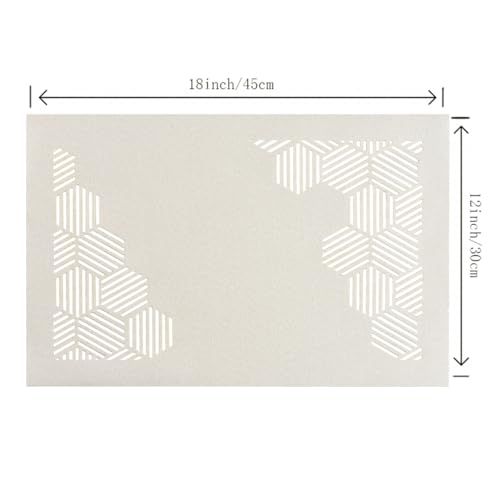 Cloth Placemats Set of 6 for Dining Table, Decorative Placemats with Hollow Design Table Cloth Set, Table Mats for Dining Table 12"x18" Cream - color: Cream, size: 6 pcs