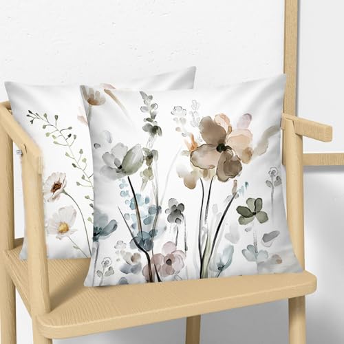 Watercolor Throw Pillow Covers 18x18 Set of 6, Botanical Floral Home Decor - color: Modern Watercolor Flower, size: 18" x 18" (Pack of 6)
