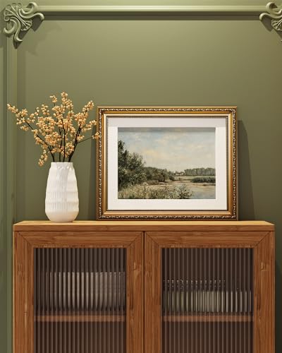 ARPEOTCY Vintage Gold Framed Wall Art Decor, Nature Landscape RiversideTrees Paintings, Victorian Wall Decor for Living Room Bedroom Bathroom, Canvas Prints Antique Frame Artwork, 13x16 inch - color: Tourne-Bourse Meadows, size: 16"L x 13"W