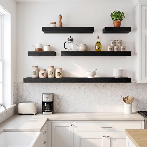 RICHFOCUS Bathroom Floating Shelves for Wall 2Pack|Black|28" L - color: Black, size: 28"L x 8"D, Set of 2