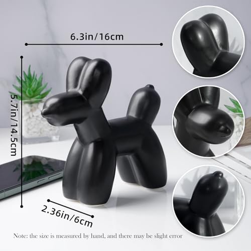 Notakia Cute Ceramics Black Balloon Dog Statue Crafts Living Room Desktop Decorations,Handmade Modern Small Ceramic Animal Statue Ornament Home Decor Accents (Black, Large) - color: Black, size: Large