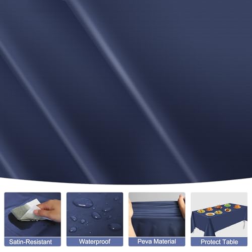 NatNarr 6 Pcs Navy Blue Plastic Tablecloths, Scalloped Blue Table Cloth - color: Navy Blue, size: 6 Pack