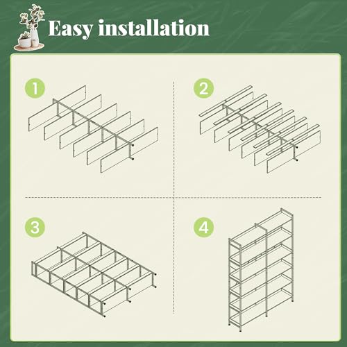Huuger 6 Tier Bookshelf with 12 Open Shelves and Raised Baffle, Black - color: Black, size: 6 Tier