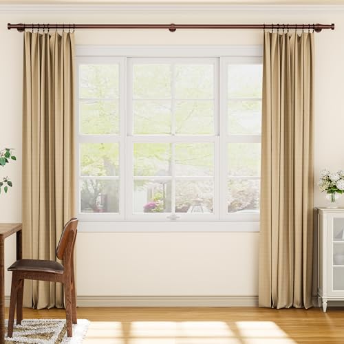 YaFex Heavy Duty Curtain Rods 32-120 Inch, 1 Inch Adjustable Bronze Curtain Rod for Windows, Long Window Treatment Rods with Aluminium Finials, Easy Installation - color: Bronze, size: 32" to 120"