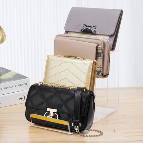 Purse Display Stands, 2 Pack 4-Tier Acrylic Wallet Holder Risers Stand, 2-Inch Spacing Clear Clutch Rack Handbag Display Shelf, 4MM Thick Counter Wallet Organizer for Figure Sunglasses Retail Vendor - size: 4 Tier(2pack)
