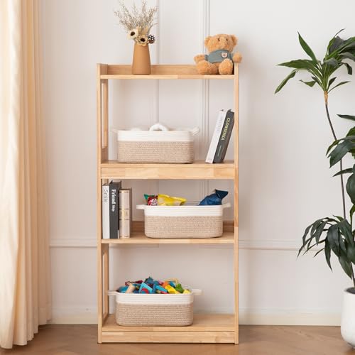 OIAHOMY 3-Pack Storage Baskets for Organizing Woven Small Basket Brown - color: Brown variegated, size: 13.8''×9.8''×5.5''