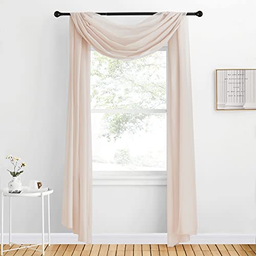 NICETOWN 2 Panels Taupe Sheer Window Scarf Valances W60 x L216, Decorative Soft Voile Textured DIY Bed Canopy Curtains for Party/Wedding/Nursery - color: Taupe