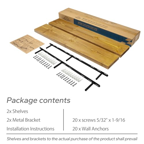 BGMG Solid Wood Floating Shelves for wall 60 inch,Gold Oak, Set of 2 - color: Gold Oak, size: 60 inch