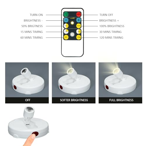 Cordless Spotlight Battery Powered, Plant Accent Lighting with Remote - color: Pure White